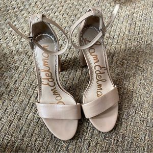 SAM EDELMAN Yaro Nude Chunky Heel Sandals Ankle Strap Sz 6